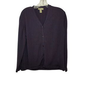 Giorgiolini Merino Wool Cardigan Sweater Long Sleeves Knit Plum Purple Womens XL